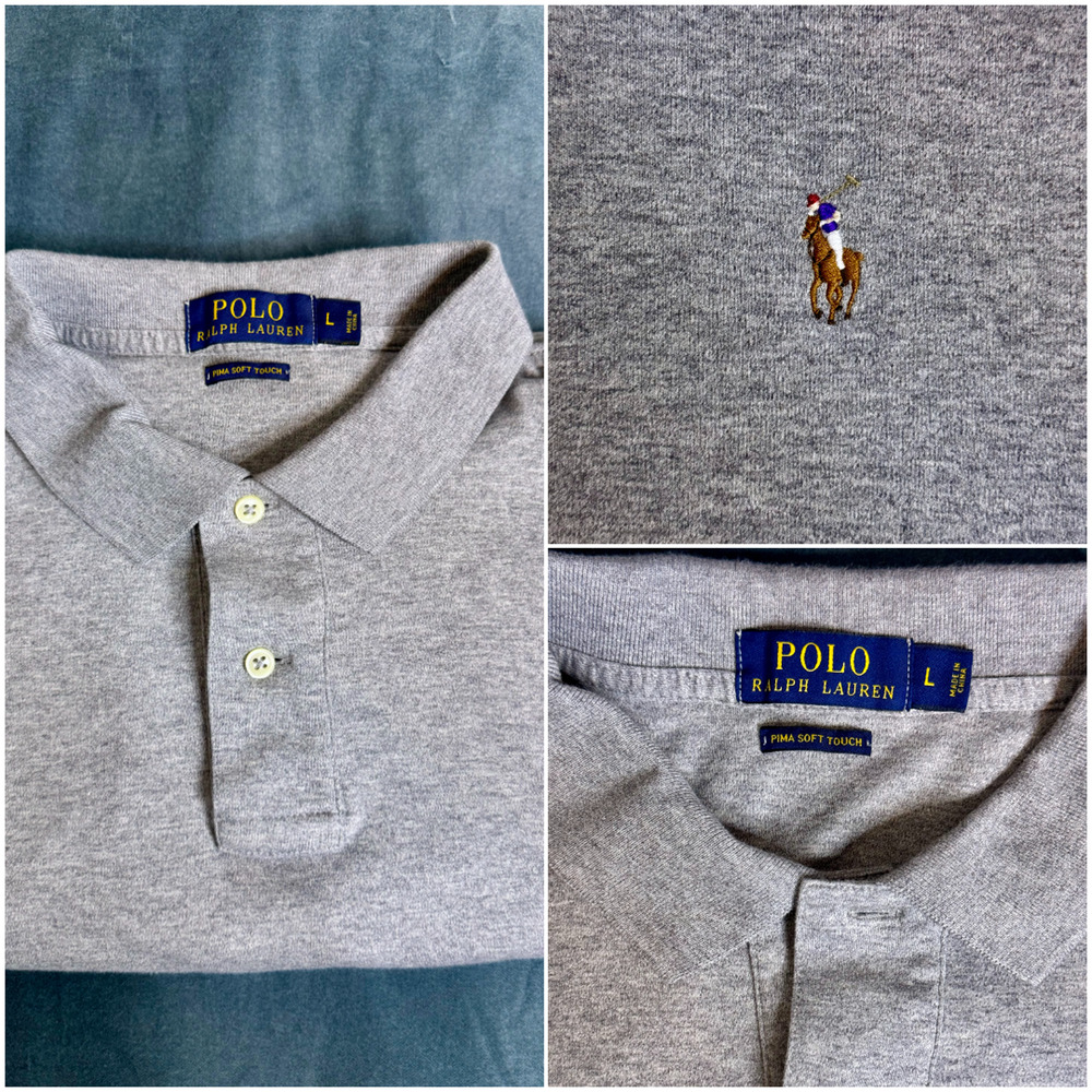 Polo Ralph Lauren Polo Shirt Mens Large Gray Pima Soft Touch Cotton Pony Logo